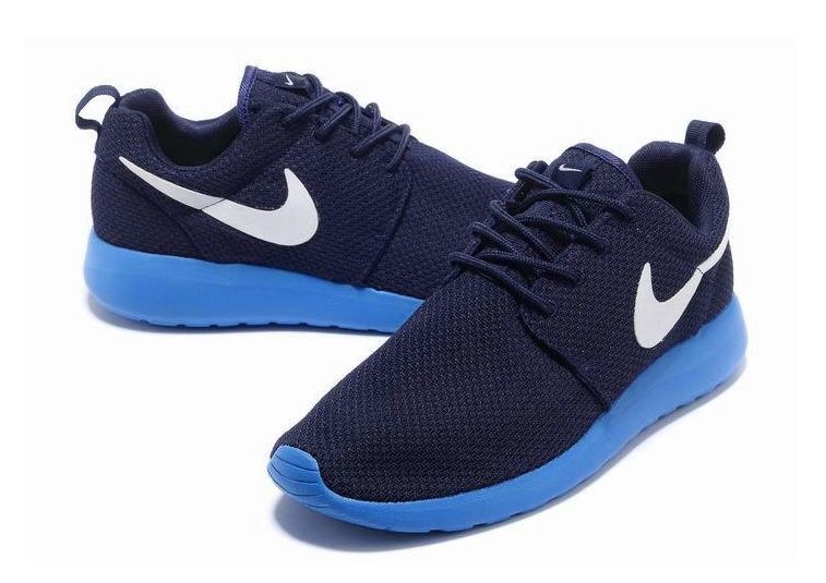 Nike Roshe Run черные с синим (39-44)